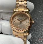 2022 YF Factory Chopard Happy Sport 30mm Champagne Rose Gold Watch